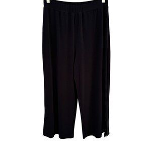 Simonton Says Womens Stretch Black Wide-Leg Side Hem Slit Cropped Dress Pants L